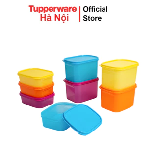 Bộ hộp bảo quản đồ khô và ngăn mát Colorful Rectangular 8 Tupperware 4 cặp màu sắc chính hãng nhựa nguyên sinh an toàn