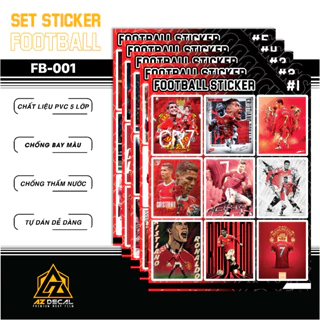 Sticker Ronaldo MU chất liệu PVC chống nước chống phai màu | FB-001 | Sticker CR7 dán laptop điện thoại xe mũ bảo hiểm