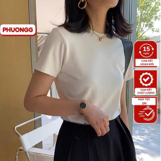 Áo phông nữ__Áo phông  cổ tròn  chất cotton borip dày dặn - đanh mịn  hàng VNXK đủ size 40-62kg