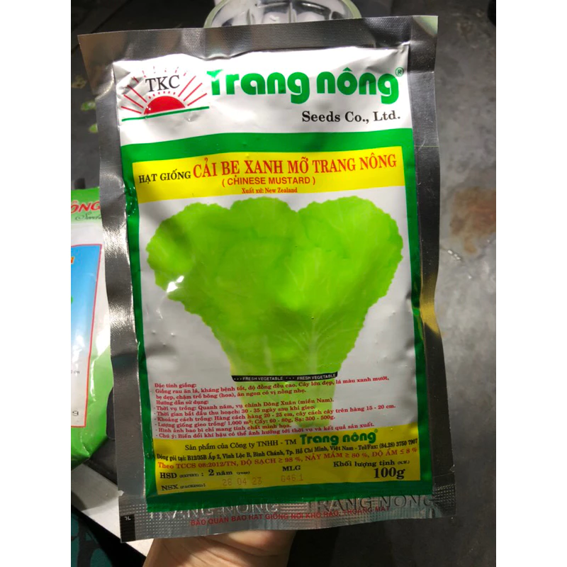 Hạt giống cải bẹ xanh mỡ trang nông gói 100gam.