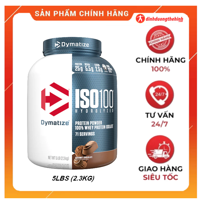 Sữa tăng cơ bắp cao cấp Dymatize Iso 100 5lbs (2.3kg) 71 Servings