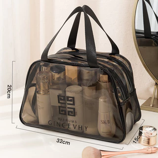 Túi đựng mỹ phẩm Washbag 2 ngăn riêng biệt ,chất liệu  PVC trong suốt, chống thấm nước , có tay cầm cao cấp