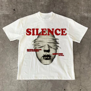 Áo thun unisex nam nữ Silence form rộng 100% cotton 250gsm bo cổ dày dặn 98stu