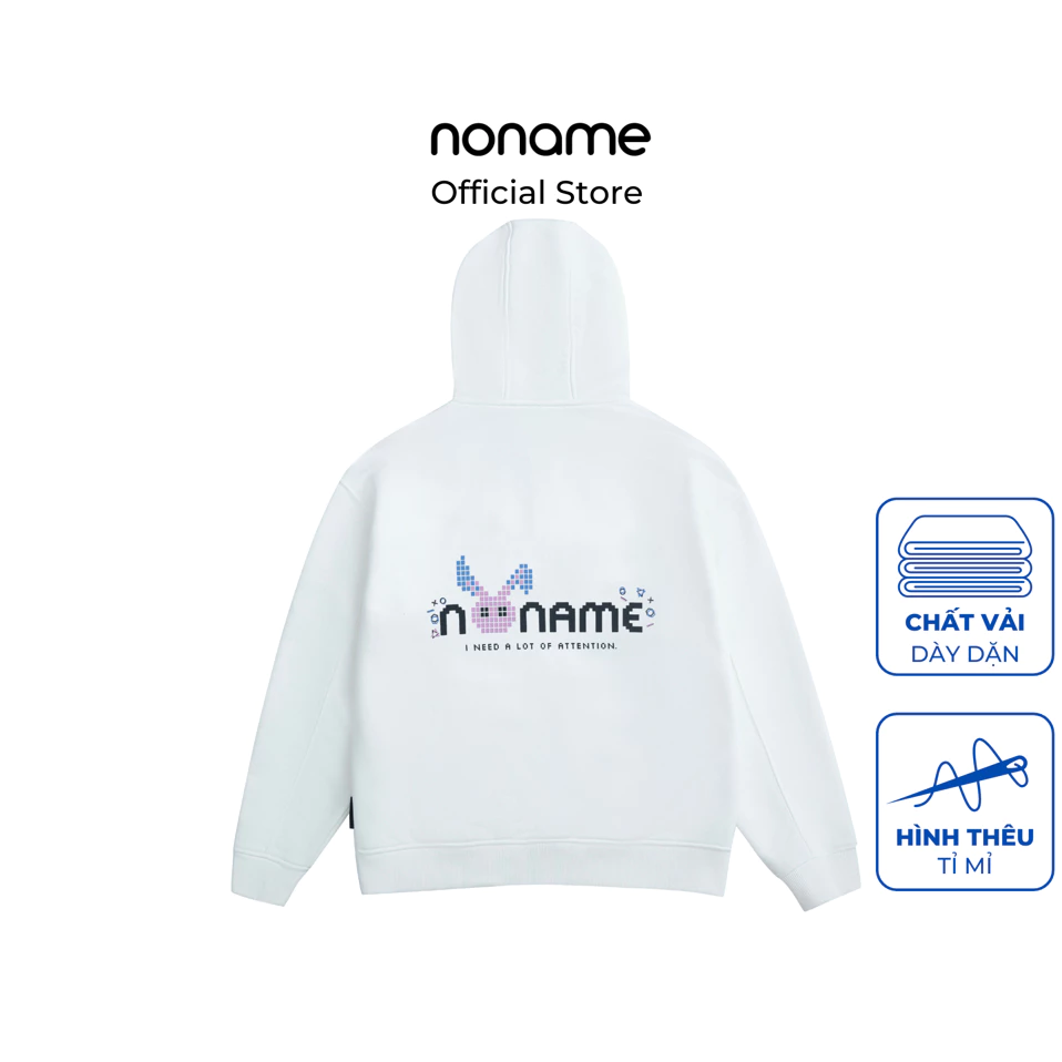 Áo Khoác Hoodie Zip noname Pixel Rabbit /Ivory_NNMZD9001D392