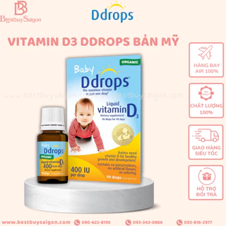 [Date 2027] Vitamin D3 Ddrops 90 giọt bản Mỹ - bổ sung D3 cho bé từ sơ sinh