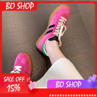 Giày thể thao nữ mũi tròn mix màu hồng vàng cá tính đế chống trơn trượt BO SHOP