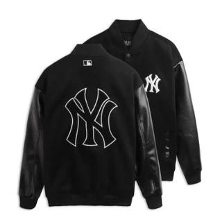 Áo Bomber NY Thêu Chữ NY Lớp Chất liệu Dày Dặn - Áo varsity jacket MLB NY vải nỉ dày dặn phối tay da đẹp