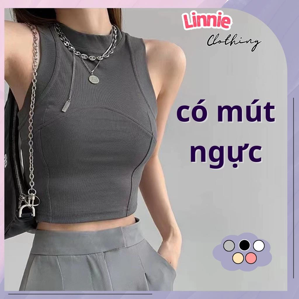 Áo ba lỗ nữ CÓ MÚT NGỰC kiểu hiện đại Linnie, áo croptop sát nách ôm body mặc siêu tôn ngực chất vải mềm mịn 3LBR