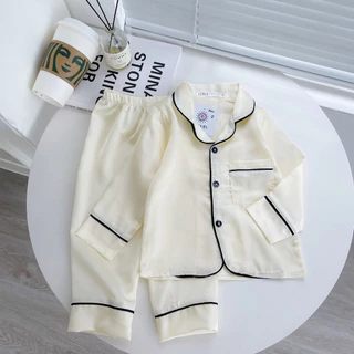 Bộ Pijama lụa dài tay cho bé Leon Kids , Bộ Đồ Ngủ Cho bé Chất lụa mặc đi ngủ hay đi chơi đều xinh từ 6-28kg