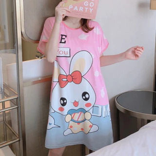K59.(LOẠI 1) Váy ngủ bigsize 50-70kg hoạ tiết dễ thương cho bạn gái (có sẵn - miễn ship)
