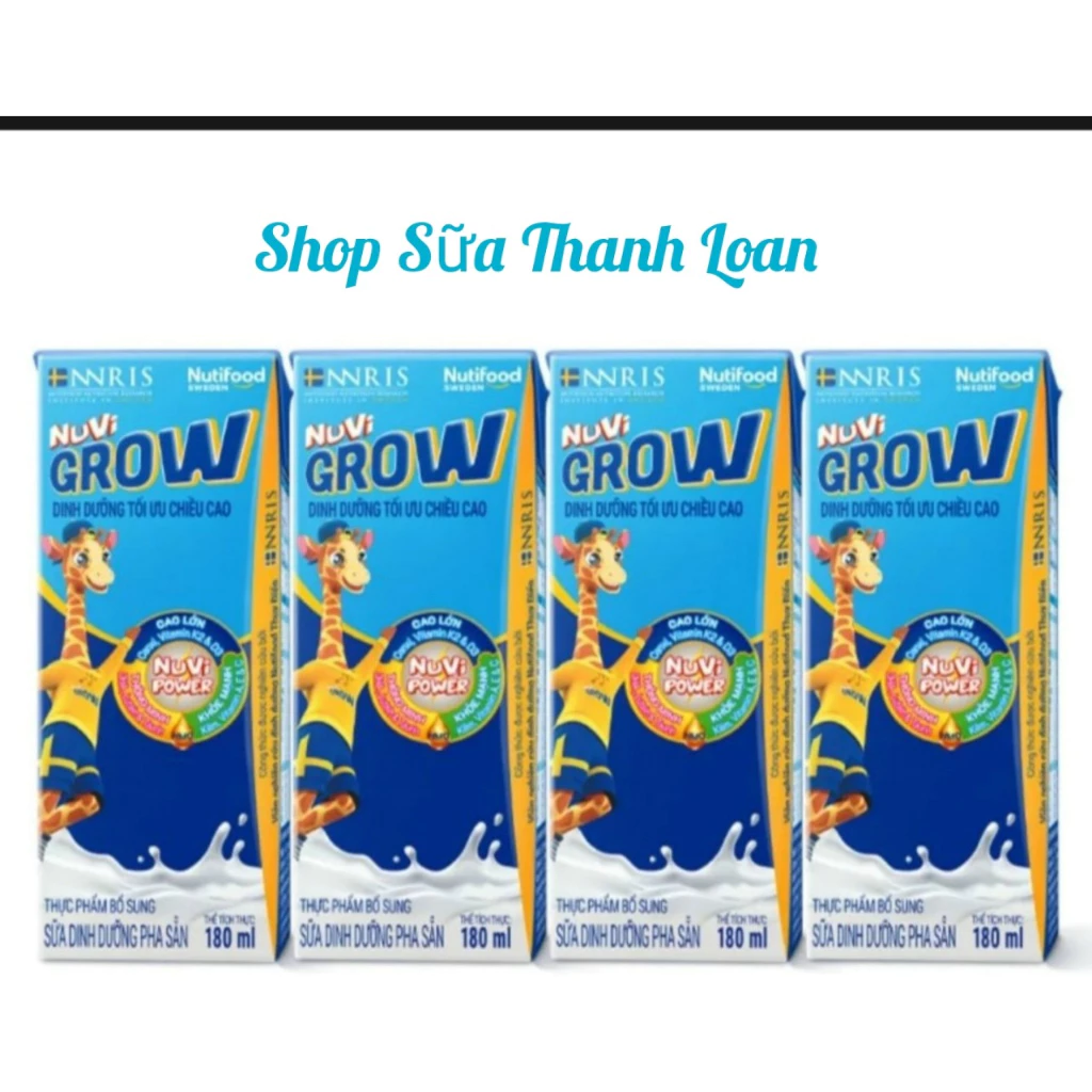 [HSD T12-2024] COMBO 3 LỐC 12 Hộp Sữa Bột Pha Sẵn Nuvi Grow 180ml.