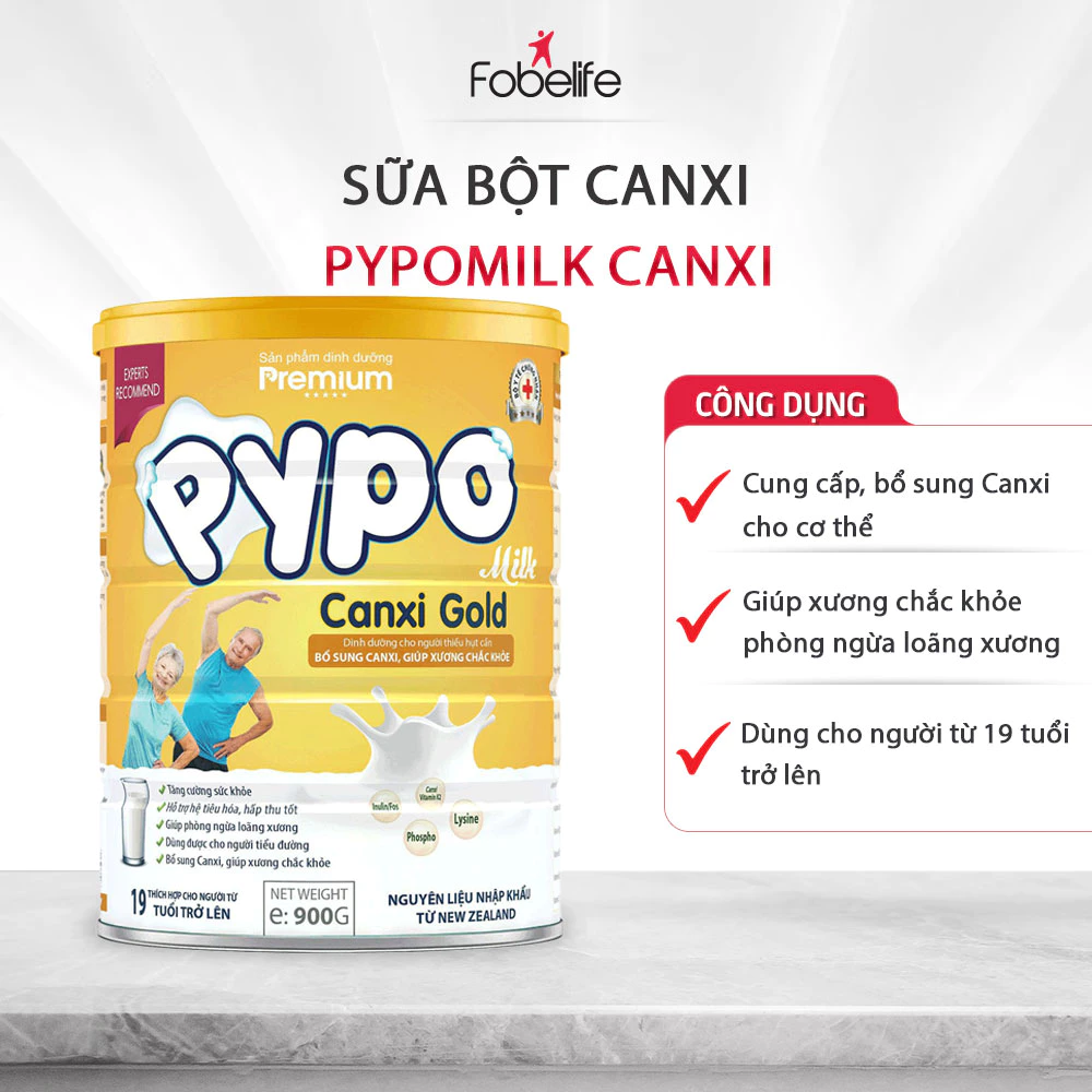 Sữa Bột Pypo Canxi FOBE Bổ Sung Canxi Giúp Xương Chắc Khỏe - Hộp 900g