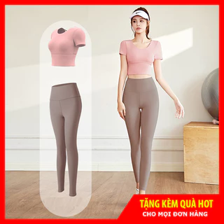 Bộ Đồ Tập Gym Yoga Nữ Tôn Dáng 2 Món Áo Croptop Dây Chéo Lưng và Quần Dài Body, Set Đồ Thể Thao tập Gym Yoga Đạp xe Nữ