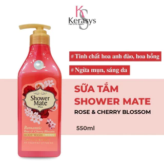 Sữa tắm cao cấp Hàn Quốc Shower Mate Rose & Cherry Blossom tinh chất hoa đào và hồng tươi 550g