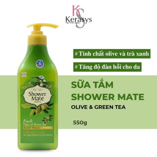 Sữa tắm cao cấp Hàn Quốc Shower Mate Olive & Green Tea tinh chất olive và trà xanh 550g