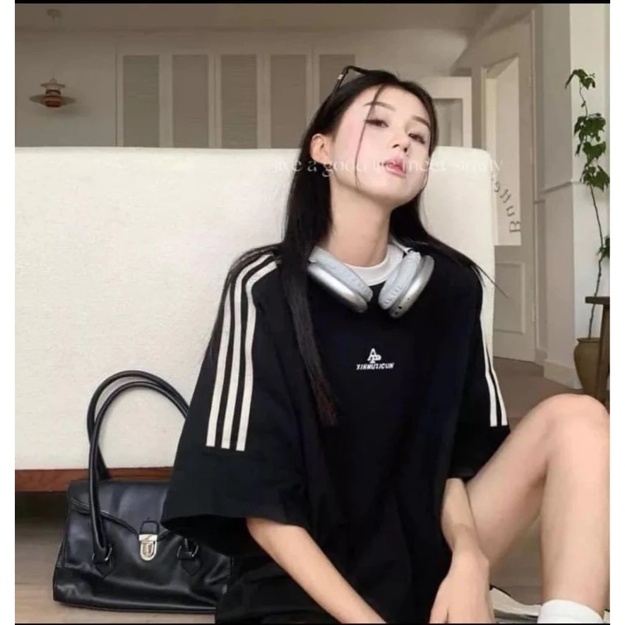 Áo thun nam nữ form tay lỡ SỌC VAI FORM RỘNG ngắn in hình cổ tròn THUUNISEX M967