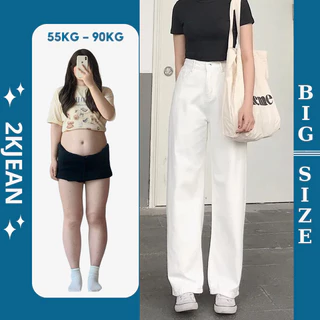 Quần ống suông rộng màu trắng hàng vnxk kiểu quần nữ kaki lưng cao từ 55kg đến 80kg bigsize MS106 TRẮNG 2KJean