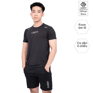 Bộ quần áo thể thao tập gym nam co dãn 4 chiều form ôm LikeFit quần short và áo ngắn tay LFCF