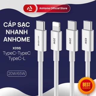 Cáp sạc nhanh TypeC, cable C-L AnHome 20W/65W - X09S dài 1m hỗ trợ các dòng smartphone, laptop sạc nhanh từ 20-65W