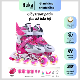 Giày trượt Patin phát sáng sport trẻ em - Batin người lớn- Tặng 2 thanh cờ cê tháo lốp+ Bộ bảo hộ 6 phụ kiện