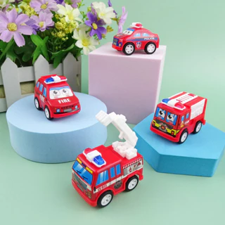 set 10 xe cót cứu hoả, police đỏ 5,3cm. Xe cót mini màu đỏ đồ chơi cho bé nhựa abs loại 1