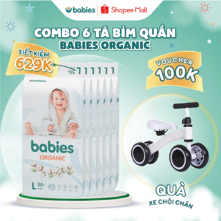 [6 BỊCH + TẶNG XE CHÒI] Tã Bỉm Quần Babies Organic thương hiệu Việt thấm hút cực nhanh, chống tràn, siêu mềm mịn
