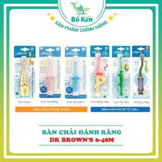 Shop Bố Ken Bàn chải đánh răng trẻ em Dr Brown's hình con vật 6-48 tháng [Hàng Chính Hãng]