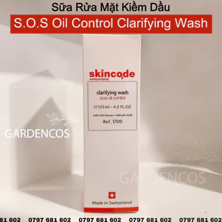 Sữa Rửa Mặt Kiềm Dầu SKINCODE ESSENTIALS S.O.S OIL CONTROL CLARIFYING WASH 125ML - Gardencos