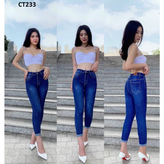 Quần Jean Nữ Quần Bò Nữ 9 Tấc Cào Lưng Cao Co Giãn Phong Cách Thời Trang Siêu Hot