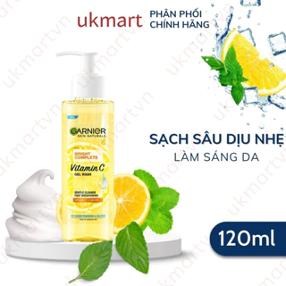 Gel Rửa Mặt Garnier Vitamin C Sạch Sâu Dịu Nhẹ Sáng Da 120ml Bright Complete Vitamin C Gel Wash Skincare