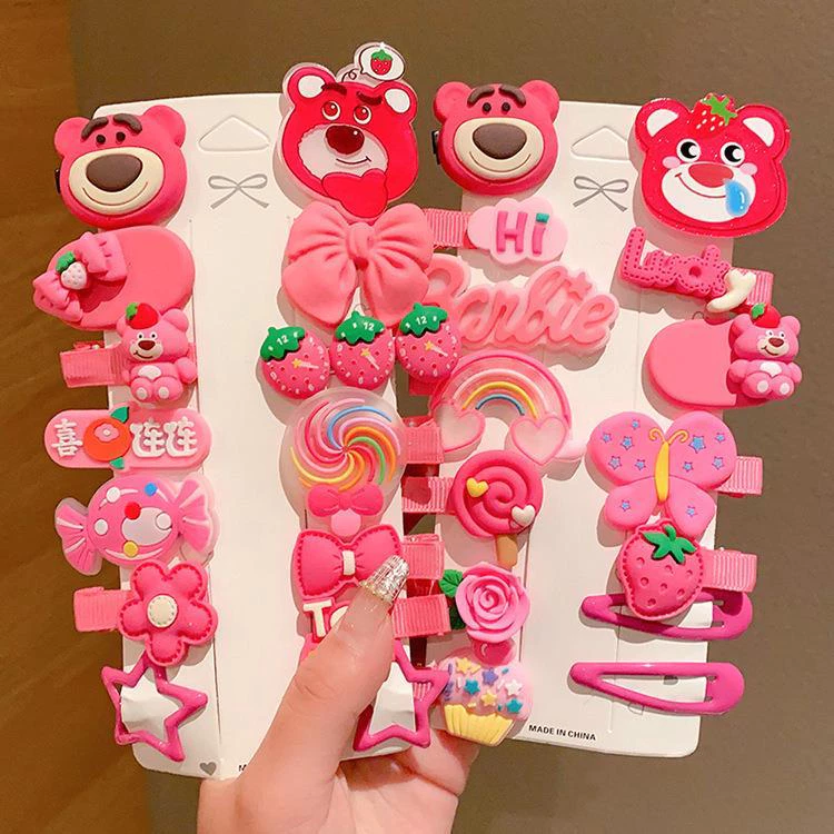 Set 14 Kẹp Tóc Gấu LOTSO Gấu Dâu Cho Bé Gái MẪU MỚI