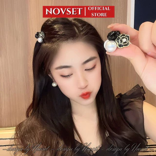 Kẹp tóc mái mini đính hạt và hoa NOVSET cặp tóc mái cute, sang trọng [ LẺ 1 CÁI ] (C304 )