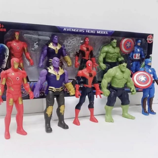 COMBO 5 Mô Hình Siêu Anh Hùng Cao Cấp Gồm 5 Nhân Vật THANOS, CAPTION AMERICA, IRON MAN, SPIDERMAN, HULK, Cao 15cm 2155