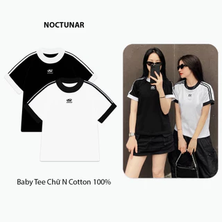 Áo thun tay lỡ unisex babytee sọc tay NOC CAMNHUNG-Áo phông nam nữ chất cotton dày dặn Freesize form rộng 65kg hottrend