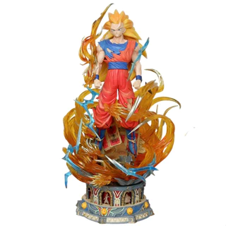 Mô hình DragonBall SonGoku SSJ3 base siêu chất 2 đầu thay thế - hàng cao cấp - Cao 40cm - Nặng 3900 Gram - Dragon Ball