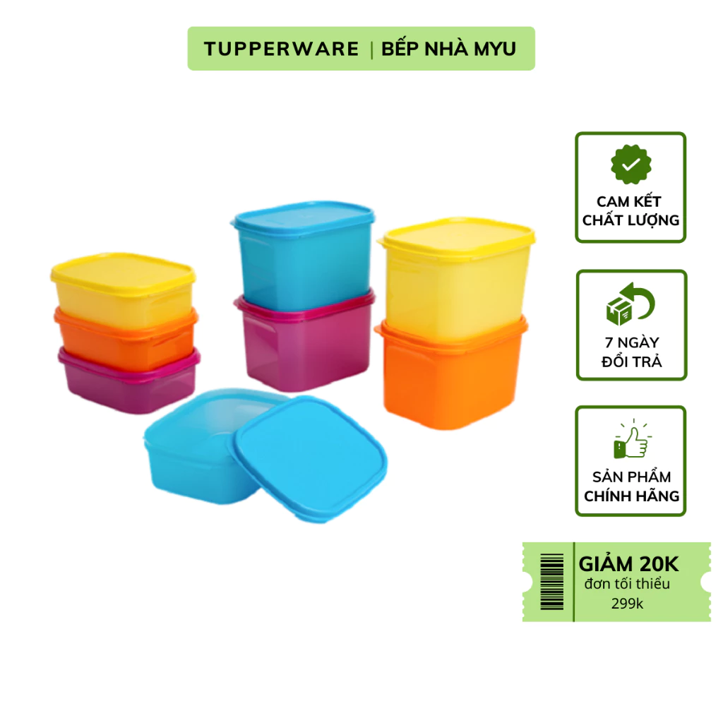 Bộ Hộp Bảo Quản Thực Phẩm Tupperware Colorful Rectangular (8 Hộp)