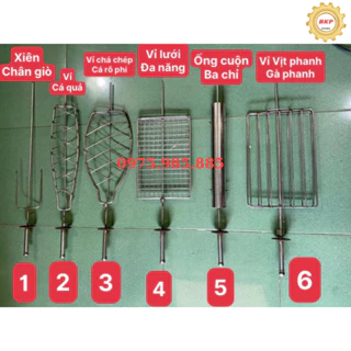 Xiên, Vỉ nướng inox dùng cho máy nướng quay xích, vỉ Vân Đình, Vỉ cá rô, vỉ cá quả, xiên chân giò