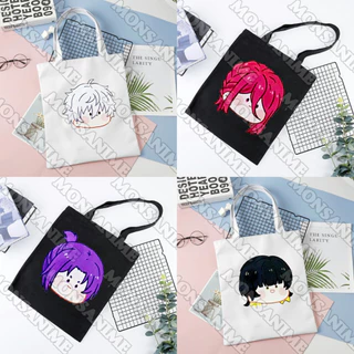 Túi tote vải đen trắng in hình BLUE LOCK ver MẶT NGƠ chibi tiện lợi thời trang đeo vai anime