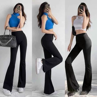 Quần legging ống loe nữ chất vải thun cotton co giãn 4c cực kỳ thoải mái tôn dáng, có bigsize đến 80Kg