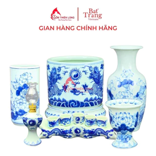 Bộ đồ thờ cúng gia tiên đồ thờ cúng men lam gốm sứ Bát Tràng chính hãng gốm Thiên Long 236989