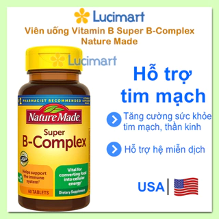 Viên uống Vitamin B Super B Complex Nature Made [Hàng Mỹ]