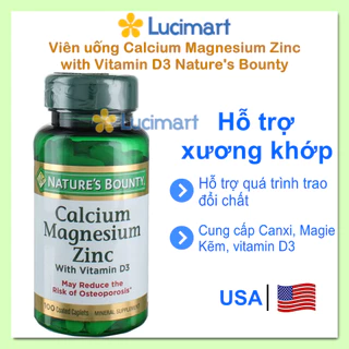 Viên uống Calcium Magnesium Zinc Nature's Bounty hũ 100 viên [Hàng Mỹ]