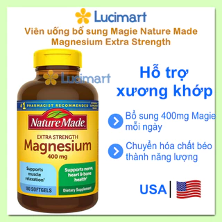 Viên uống bổ sung Magie Magnesium Extra Strength Nature Made [Hàng Mỹ]