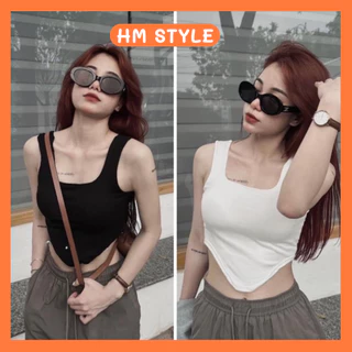 Áo nữ HM Style, áo 2 dây bản to, áo croptop vạt bầu chất bozip co giãn siêu tôn dáng SA789