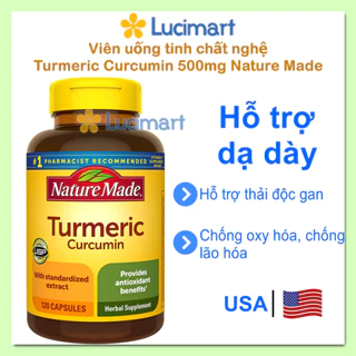 Viên uống tinh chất nghệ Turmeric Curcumin 500mg Nature Made 120 viên [Hàng Mỹ, hạn dùng 2025]