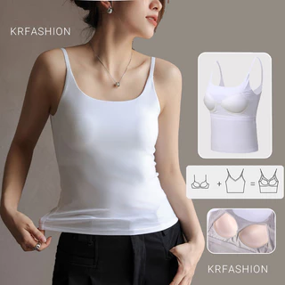 Áo hai Dây có mút Bra croptop nữ KR2024 áo thun 2 dây ba lỗ Cotton  TANKTOP đẹp Krfashion