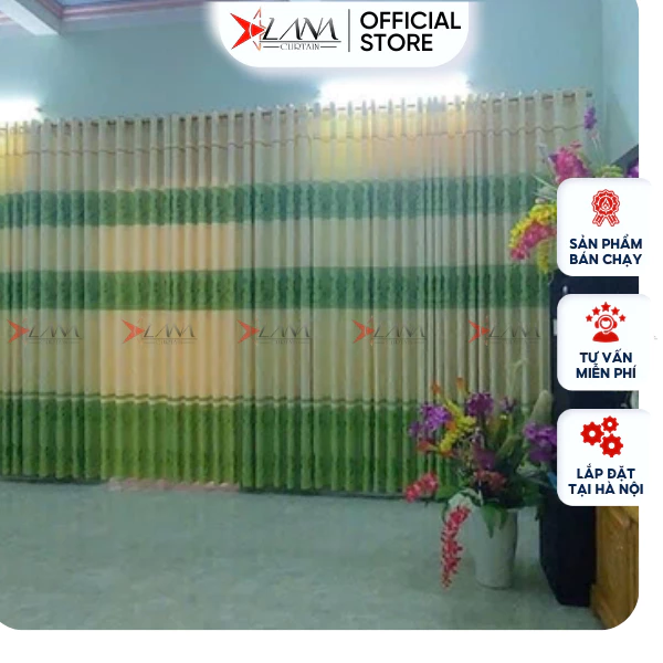 Rèm cửa vải gấm (mới 100%, sale lỗ), đã đục lỗ sẵn về chỉ việc treo