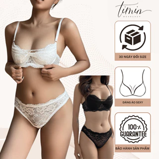 IRIS Set Nội Y Bra Sexy Ren Mềm Mịn Có Gọng Mút Thiết Kế TIMIN WORKSHOP