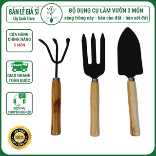 Dụng Cụ Làm Vườn 3 Món Cán Gỗ Đại