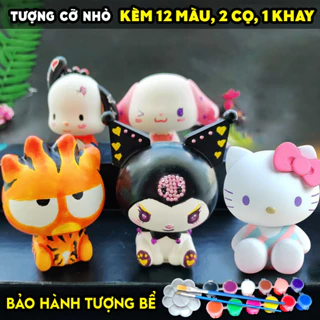 Tượng tô màu, SET 5 NHÂN VẬT MY MELODY, size M, KÈM 12 MÀU 2 CỌ 1 KHAY, tô tượng thạch cao